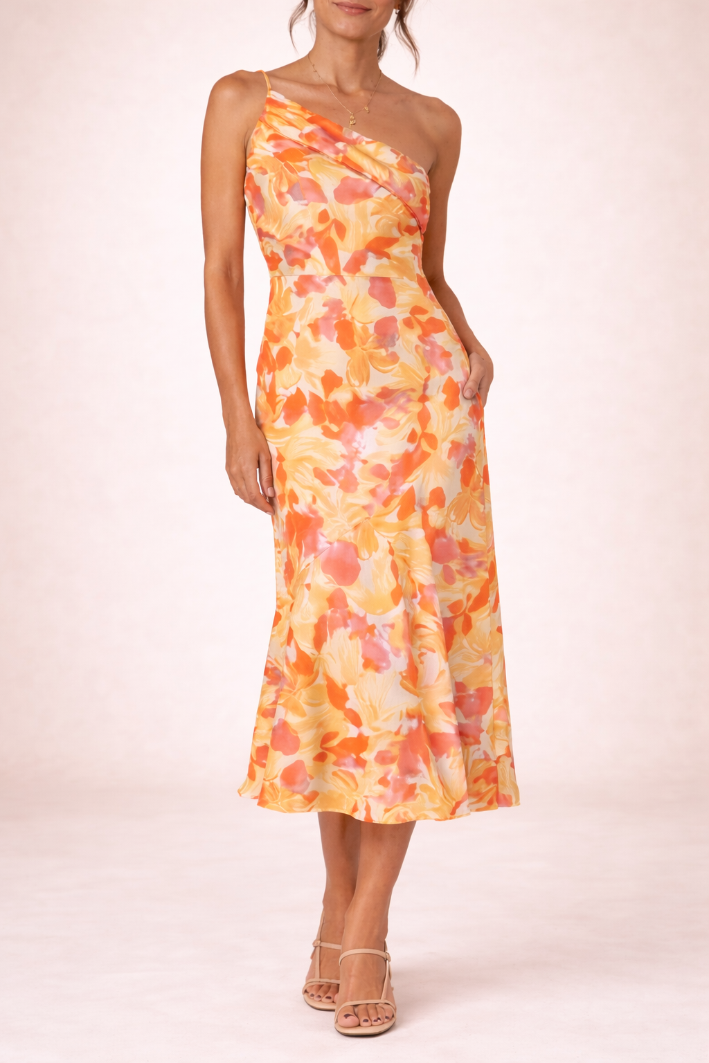 extra long summer maxi dresses Maxi Dress with Asymmetrical Cut for Summer - Pink / L