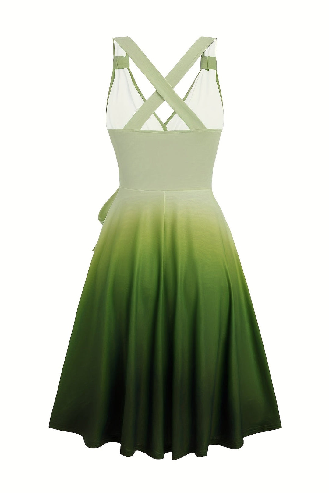 Gradient Print A Line Dress with V Neck and Ruched Bust