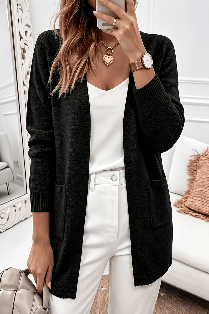 Loose V Neck Cardigan Sweater with Pockets for Women
