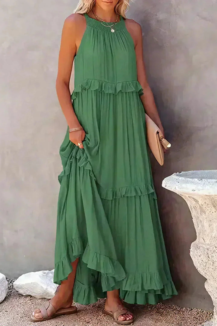 Elegant Sleeveless Dress with Ruffles detail view