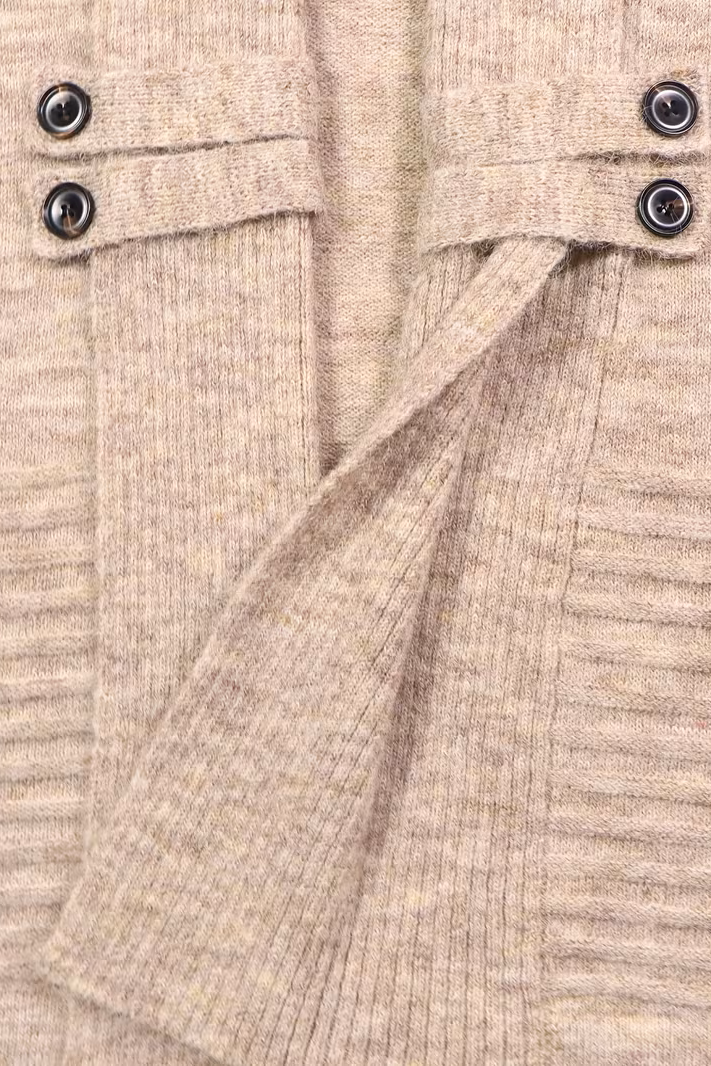 Double Breasted Cardigan Sweater with Belt and Shawl Collar for Women