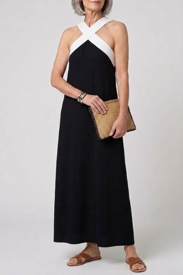 maxi dress with short front Short Front Long Back Shoulder Pad Dress - #95006