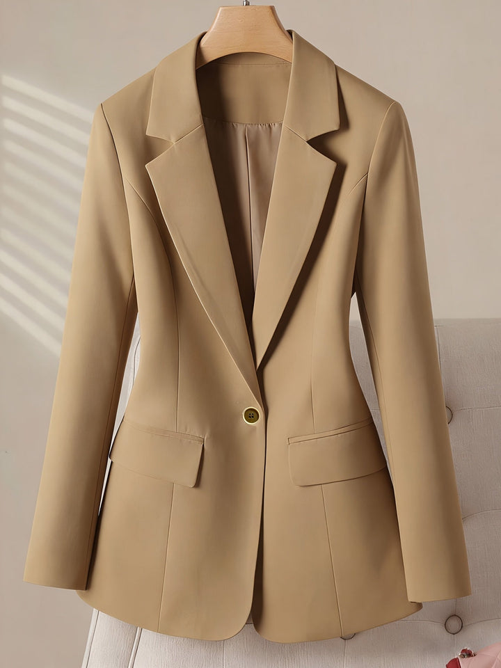 Slim Fit Blazer with Shoulder Pads and Cinched Waist for Office Women
