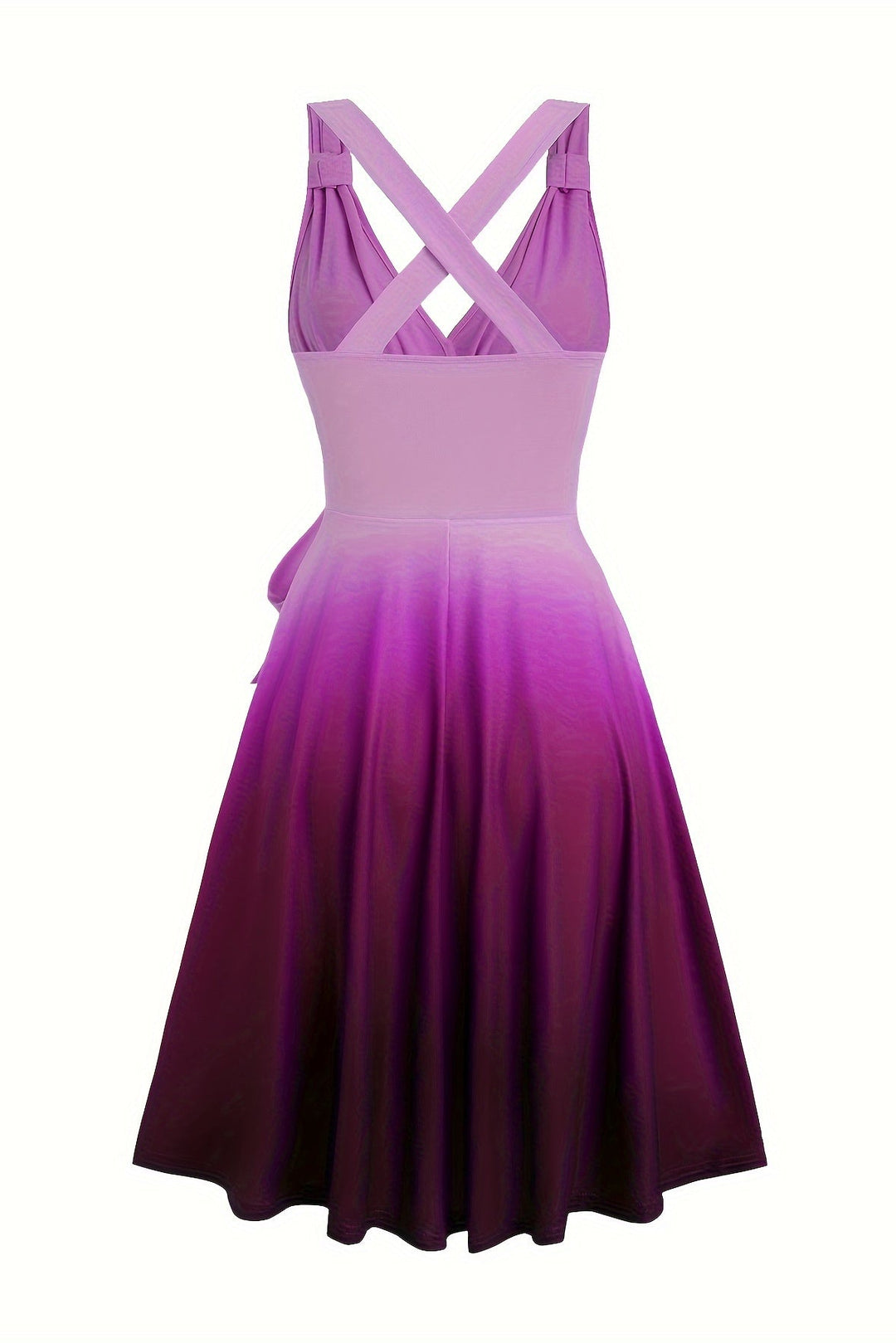 Gradient Print A Line Dress with V Neck and Ruched Bust