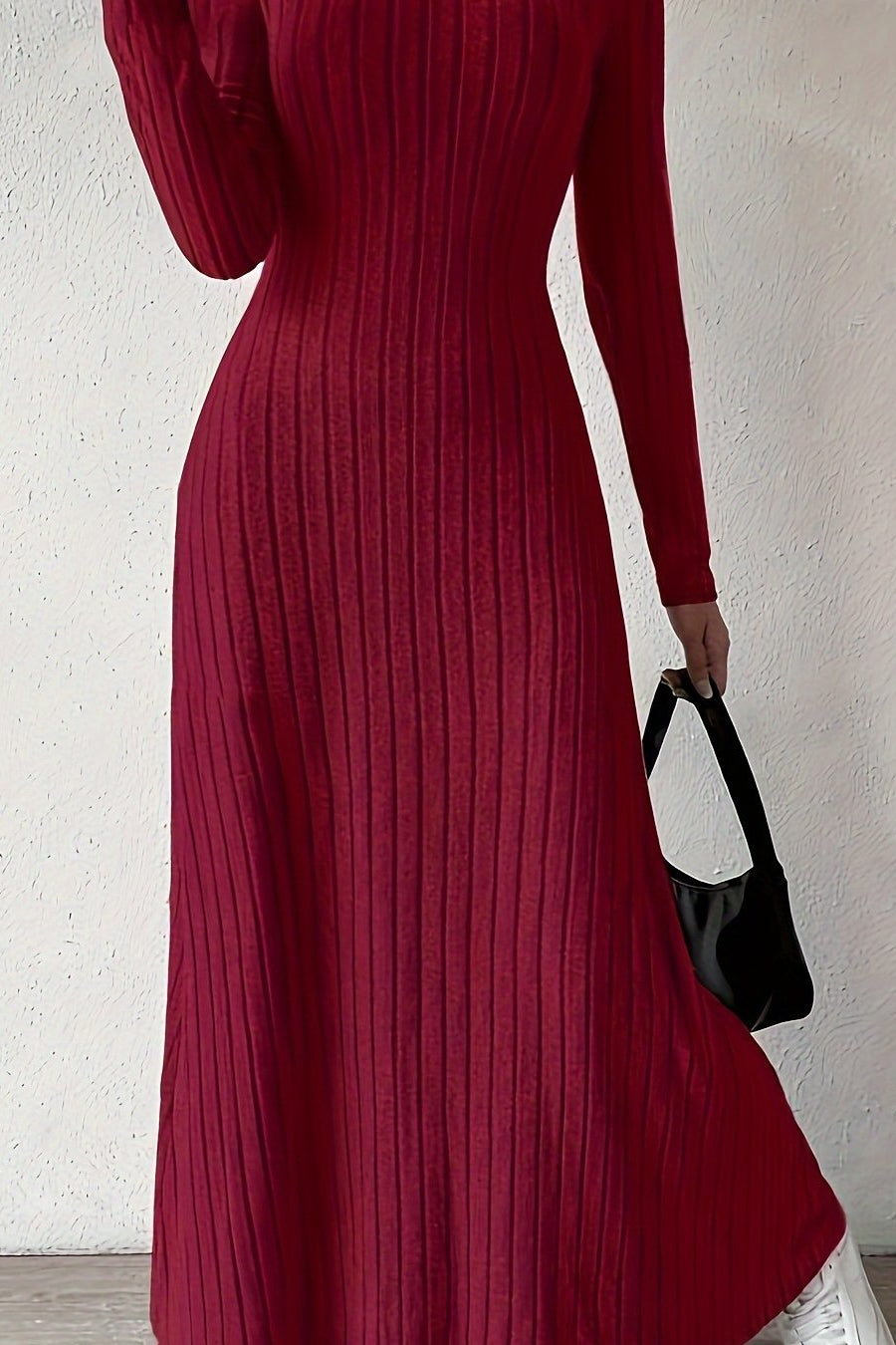 V Neck Maxi Dress with Long Sleeves and A Line Design for Fall