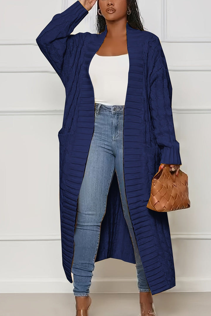 Asymmetrical Knit Plus Size Coat with V Neck for Fall and Winter