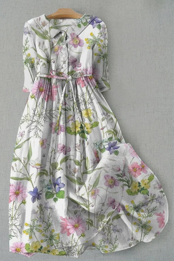 Sienna - A Line Floral Lace Up Dress