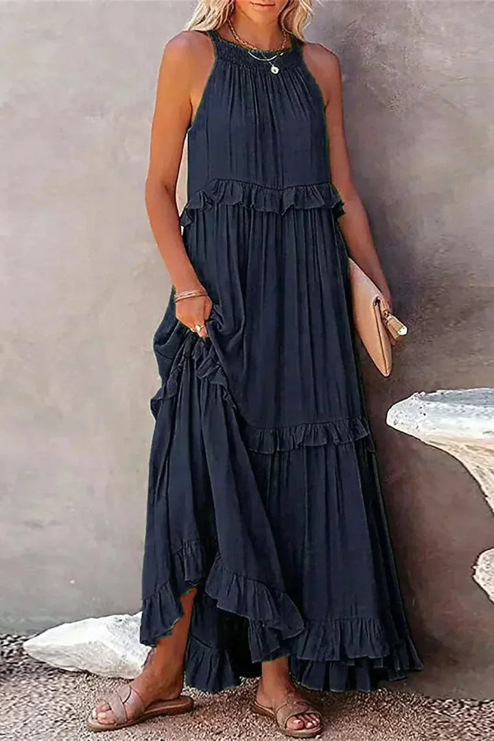 Elegant Sleeveless Dress with Ruffles detail view