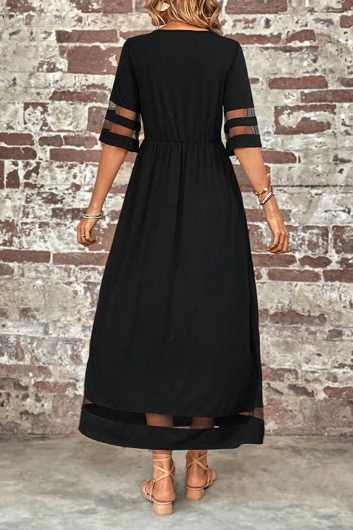 Draped Long Dress with Tummy Coverage and Flattering Fit