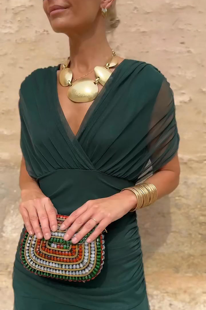 Elegant V-neck Fantasy Party Maxi Dress detail view