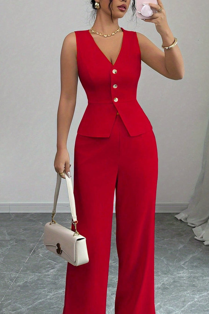 Cardigan Vest and Pants Two Piece Set for Women