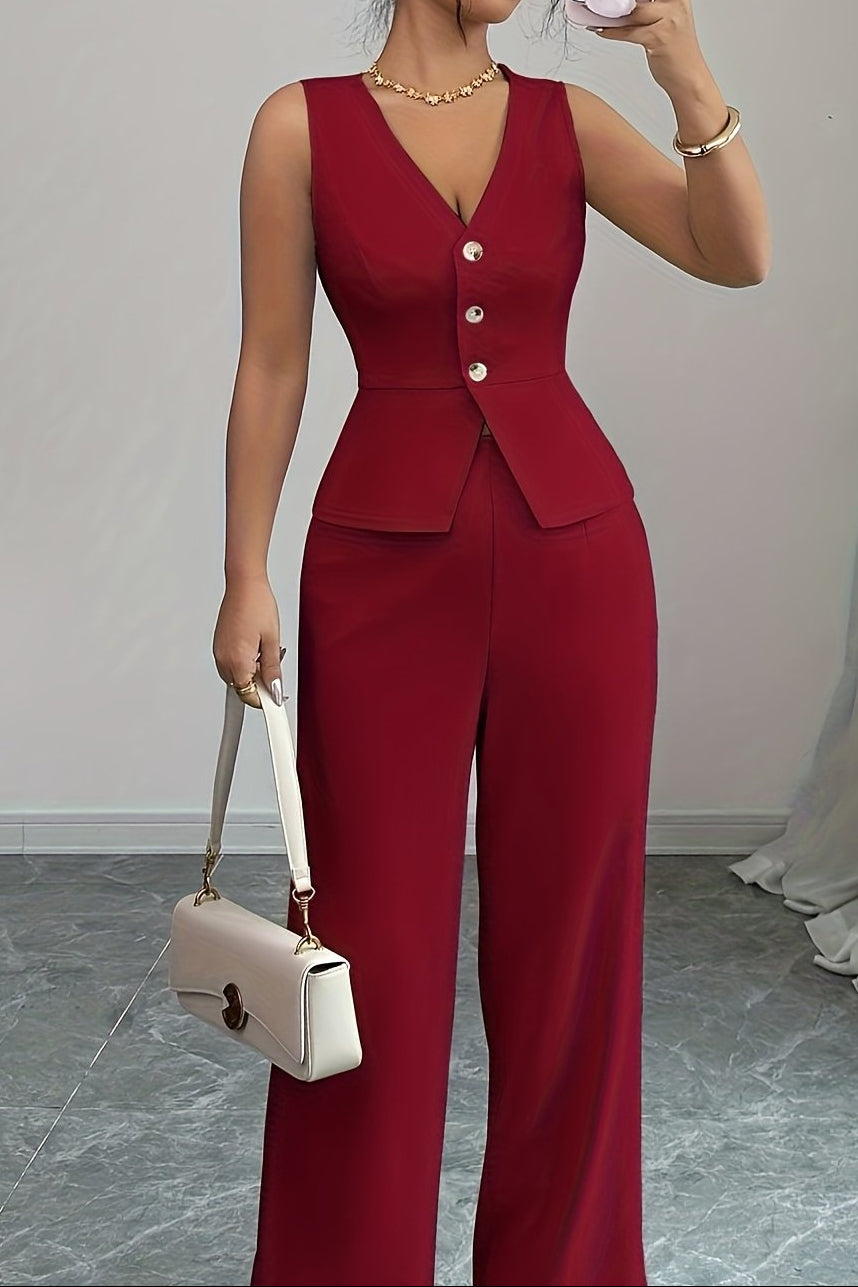 Cardigan Vest and Pants Two Piece Set for Women