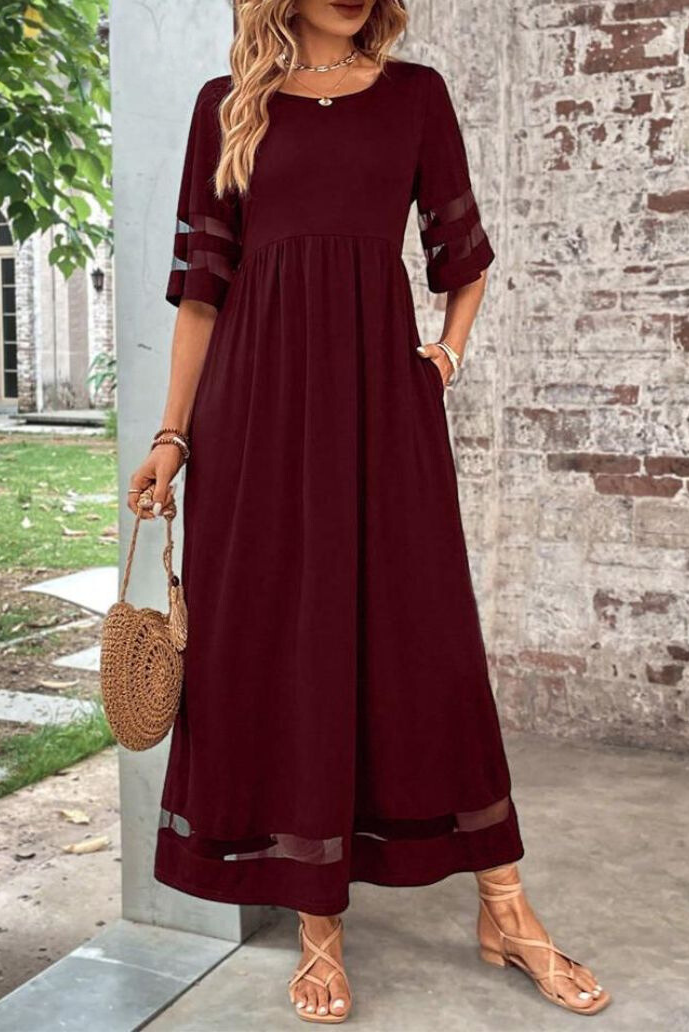 Draped Long Dress with Tummy Coverage and Flattering Fit