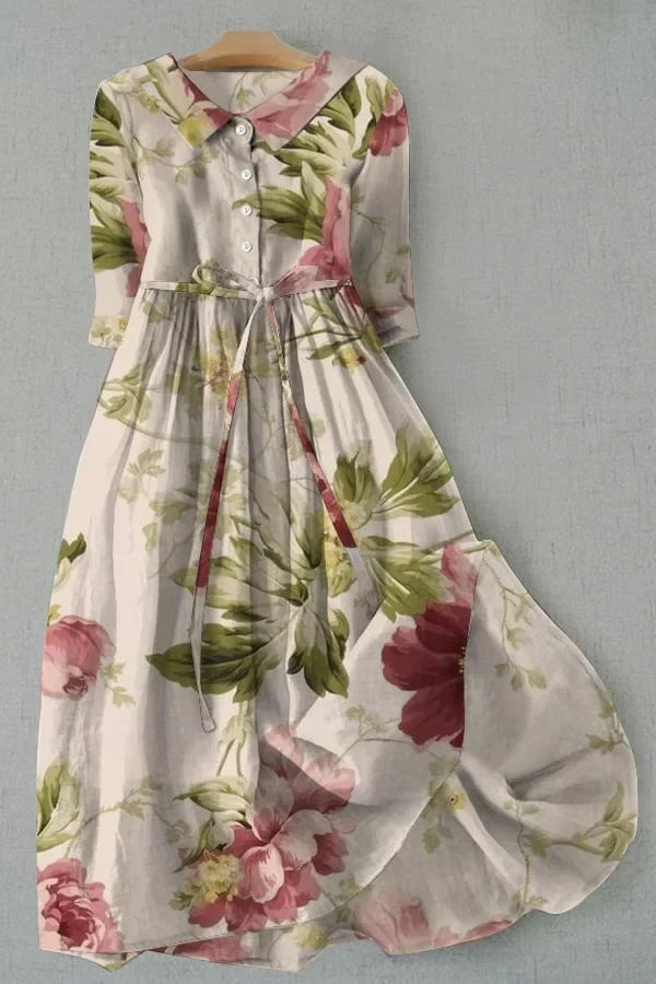 Vivienne - Vintage Floral Lace Up Dress