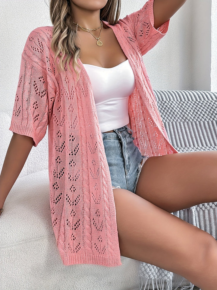 Open Knit Cardigan with Semi Sheer Design for Spring and Summer Women
