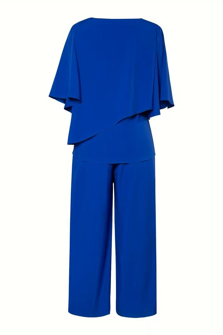 Two Piece Set with Tailored Top and Wide Leg Trousers