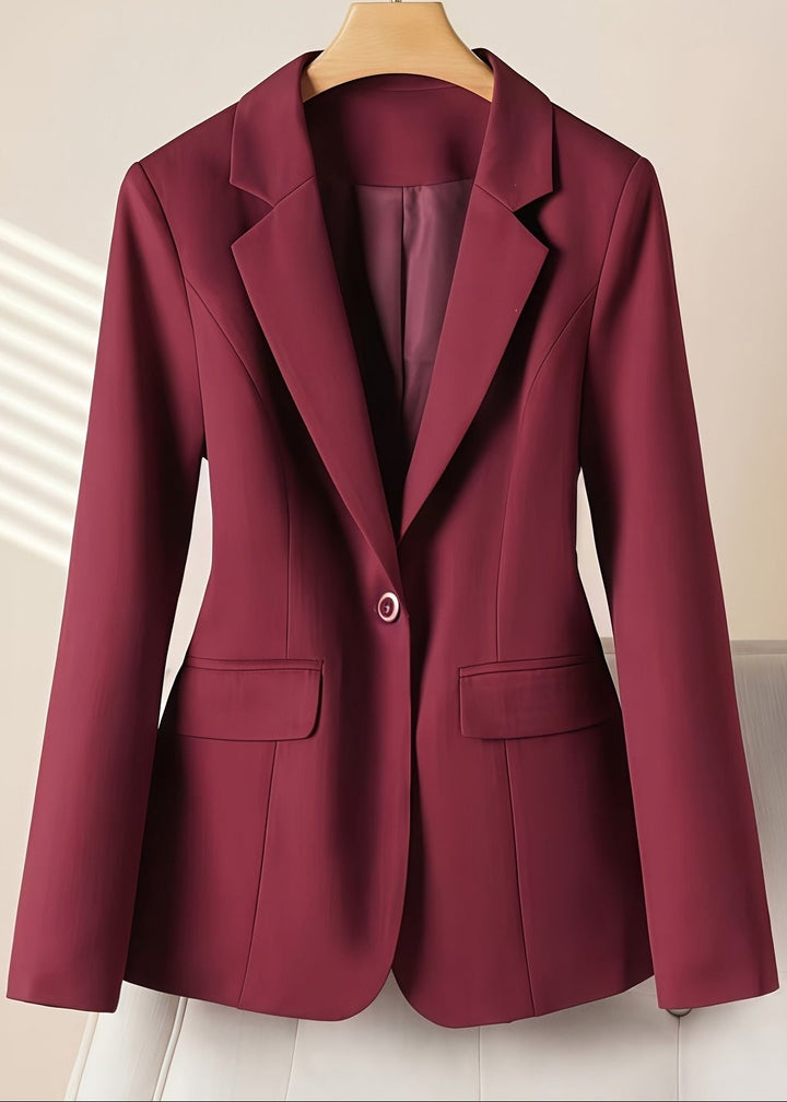 Slim Fit Blazer with Shoulder Pads and Cinched Waist for Office Women