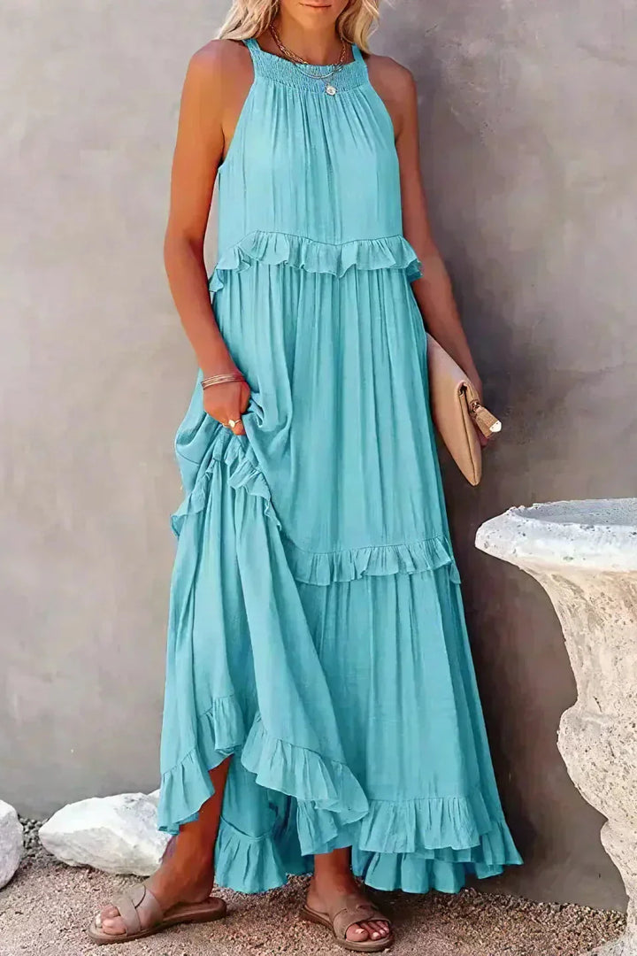 Elegant Sleeveless Dress with Ruffles detail view