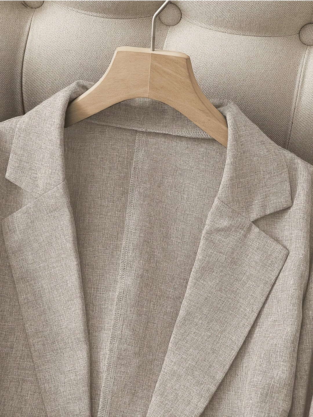 Patchwork Lapel Blazer with Single Button and Three Quarter Sleeves for Women