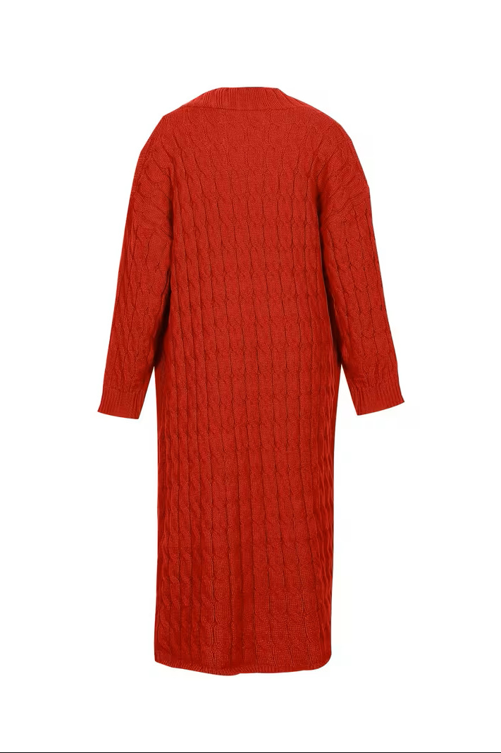 Asymmetrical Knit Plus Size Coat with V Neck for Fall and Winter