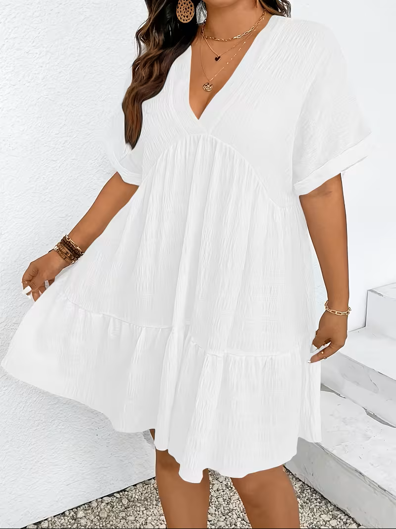 white plus size babydoll dress Women's Exactly Like This Dress, Brown This dress would be perfect for a tea party Batwing Sleeve Plus Size Babydoll