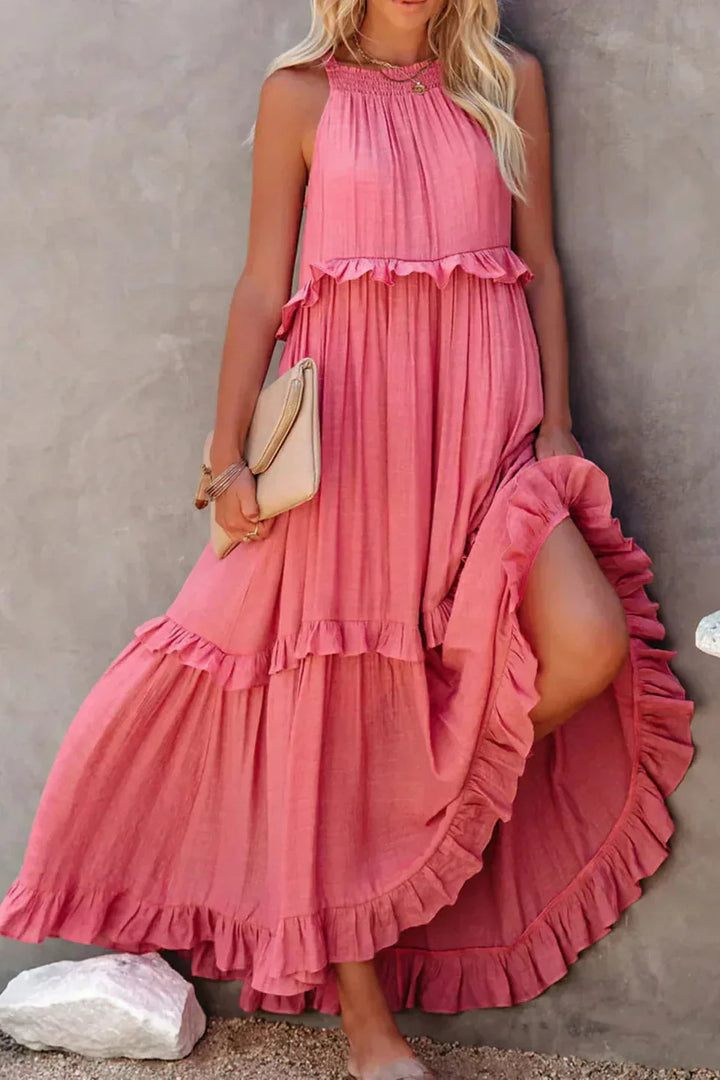 Elegant Sleeveless Dress with Ruffles detail view