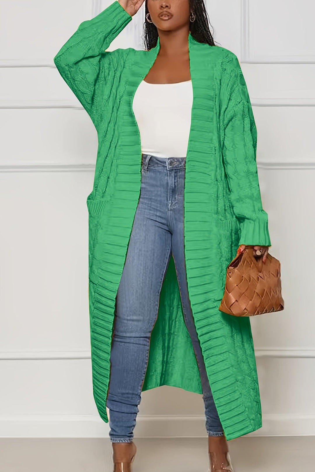 Asymmetrical Knit Plus Size Coat with V Neck for Fall and Winter