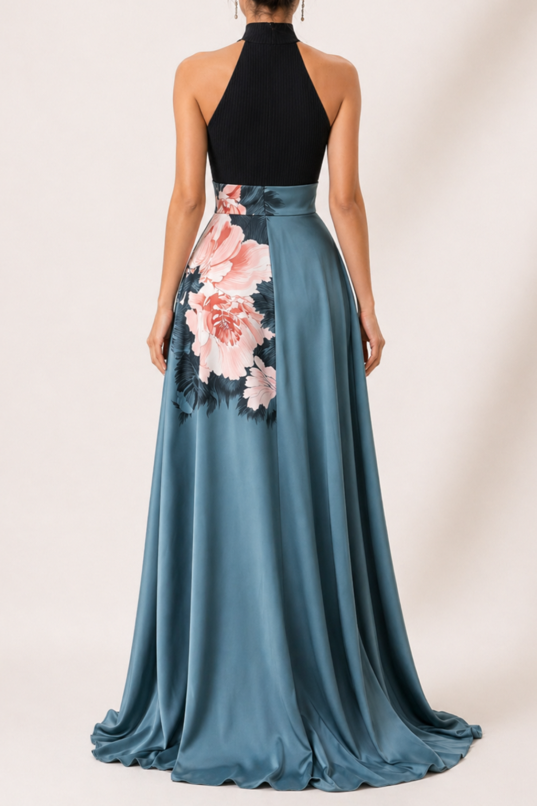 A-Line Maxi Dress With Slit Flowers