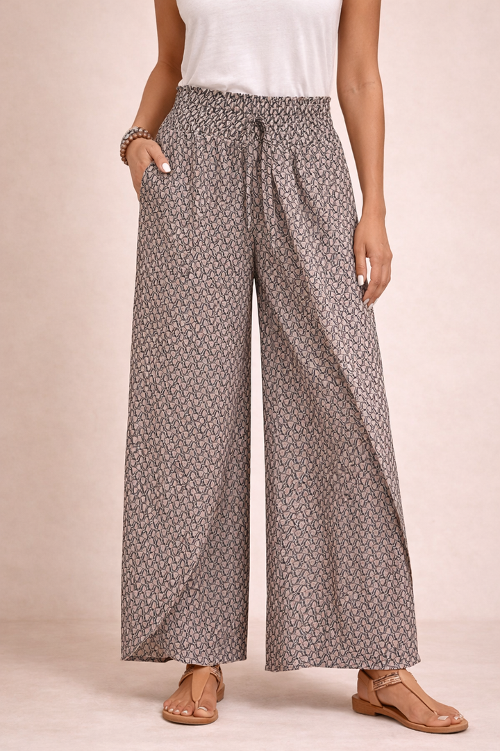 Wide Leg Trousers With Geometric Print for Women