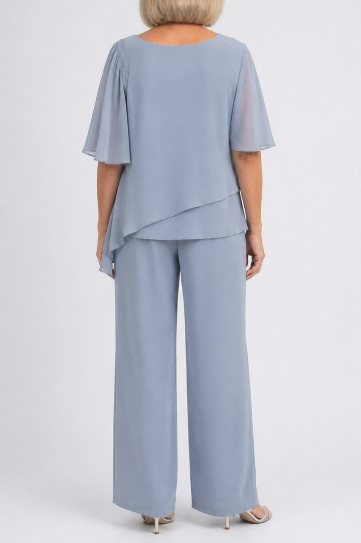 Elegant Layered Top and Wide-Leg Pants Set