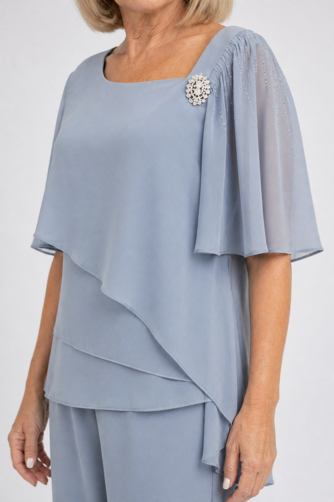 Elegant Layered Top and Wide-Leg Pants Set