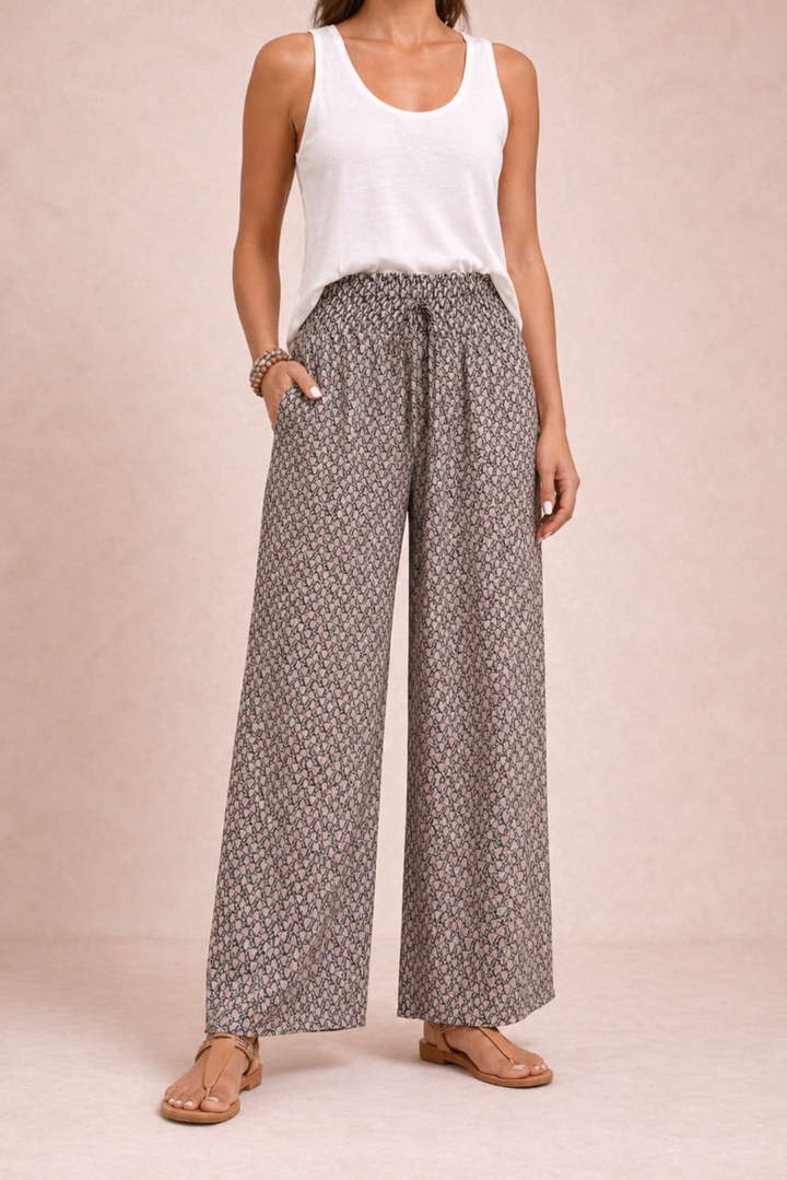 Wide Leg Trousers With Geometric Print for Women