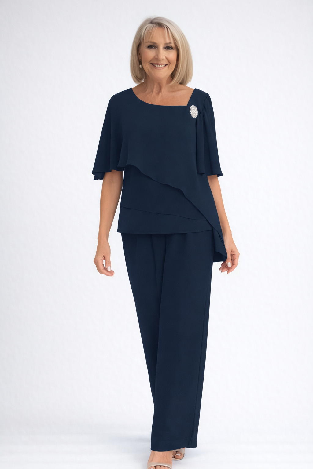Elegant Layered Top and Wide-Leg Pants Set