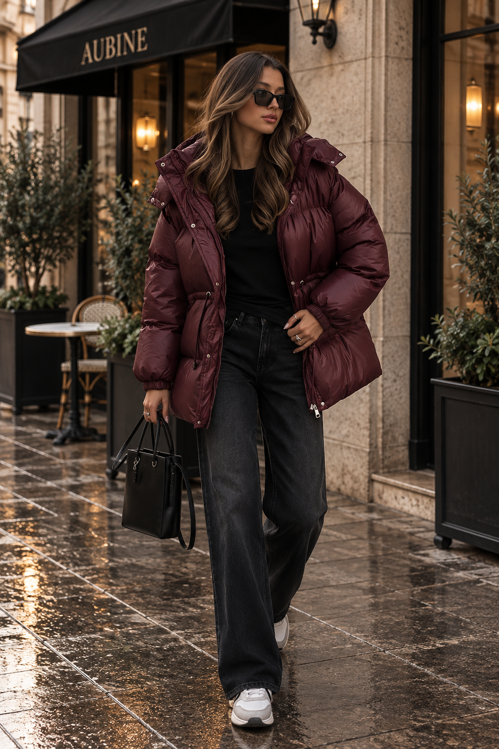 Burgundy puffer jacket - Elma Boutique