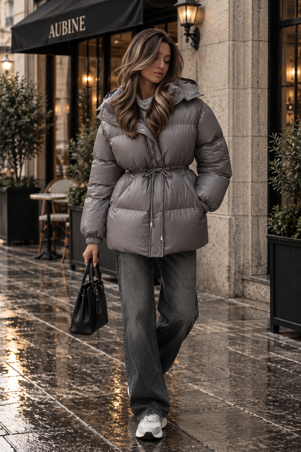 Dark Gray puffer jacket - Elma Boutique