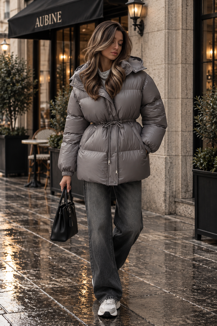 Dark Gray puffer jacket - Elma Boutique
