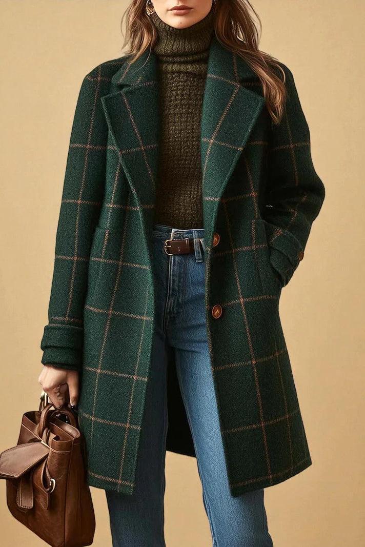 Lina | Elegant Checkered Long Coat 1