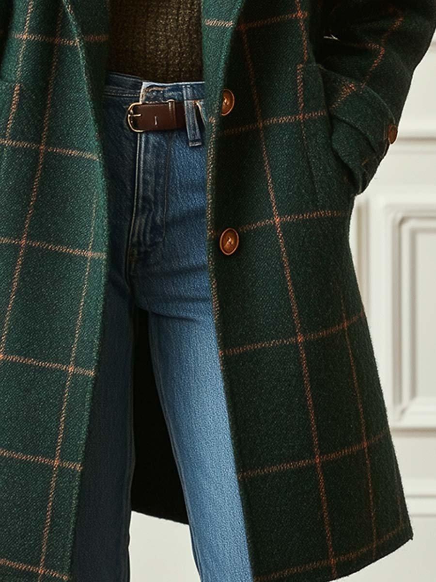 Lina | Elegant Checkered Long Coat 4