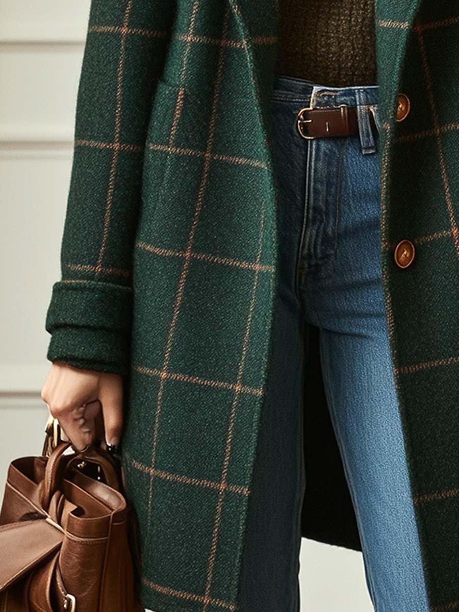 Lina | Elegant Checkered Long Coat 5