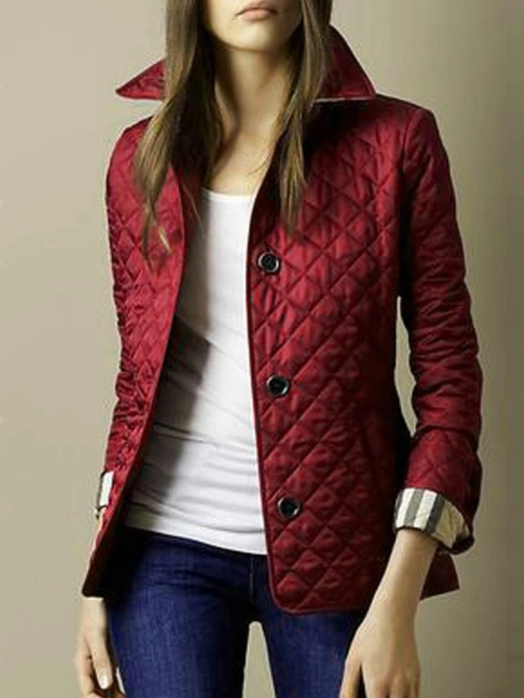 Burgundy quilted jacket - Elma Boutique