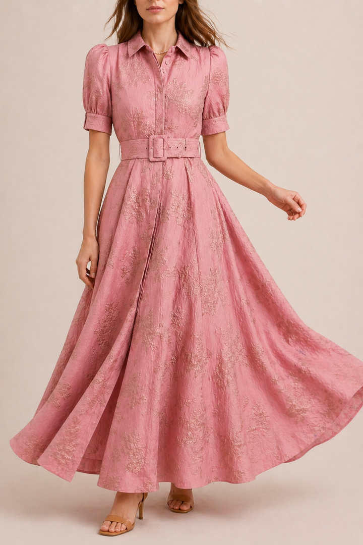 Floral Maxi Dress with Belted Waist