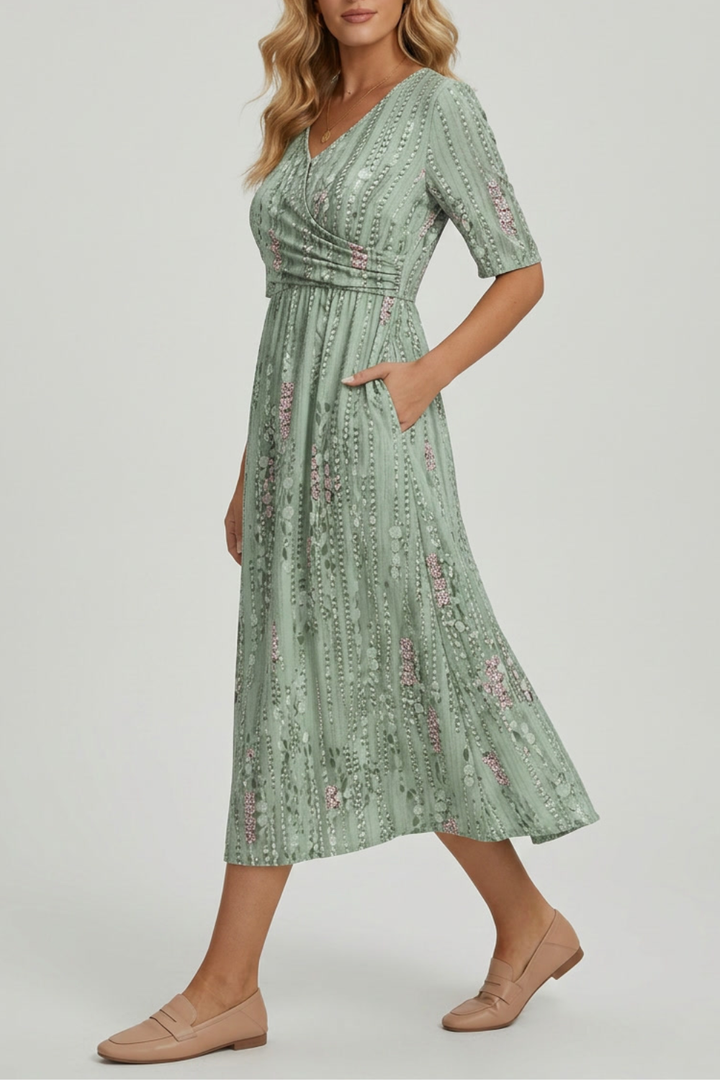 Floral Summer Midi Dress with Lightweight Fabric