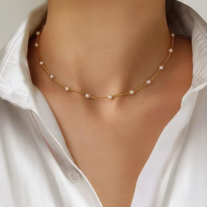 Gold Pearl Necklace Elegant Design