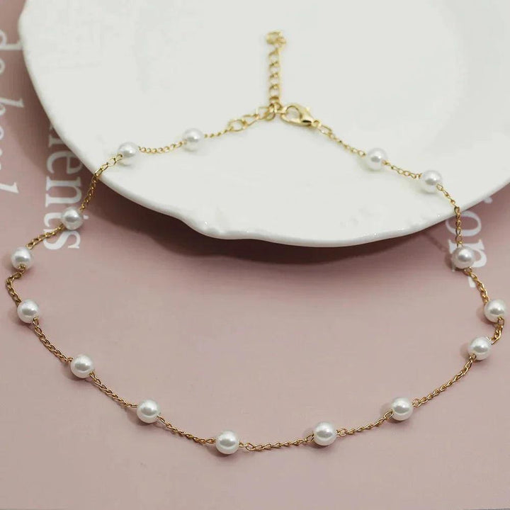 Gold Pearl Necklace Elegant Design