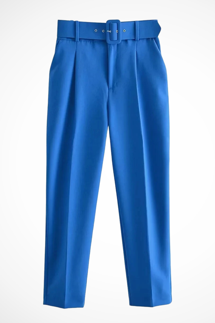 Tailored Blazer and Slim Pants Set with Belt