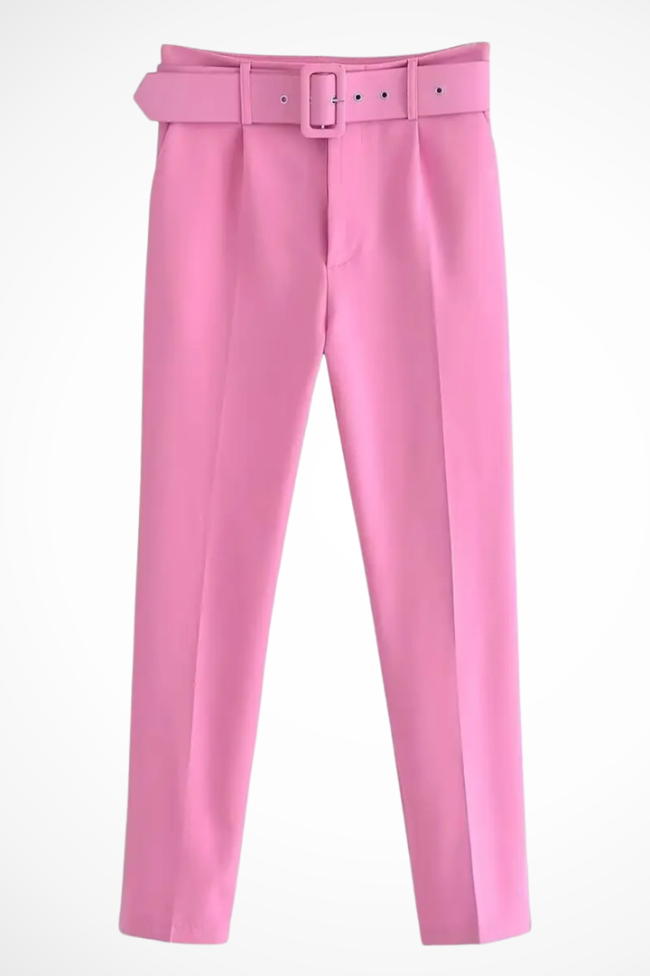Tailored Blazer and Slim Pants Set with Belt