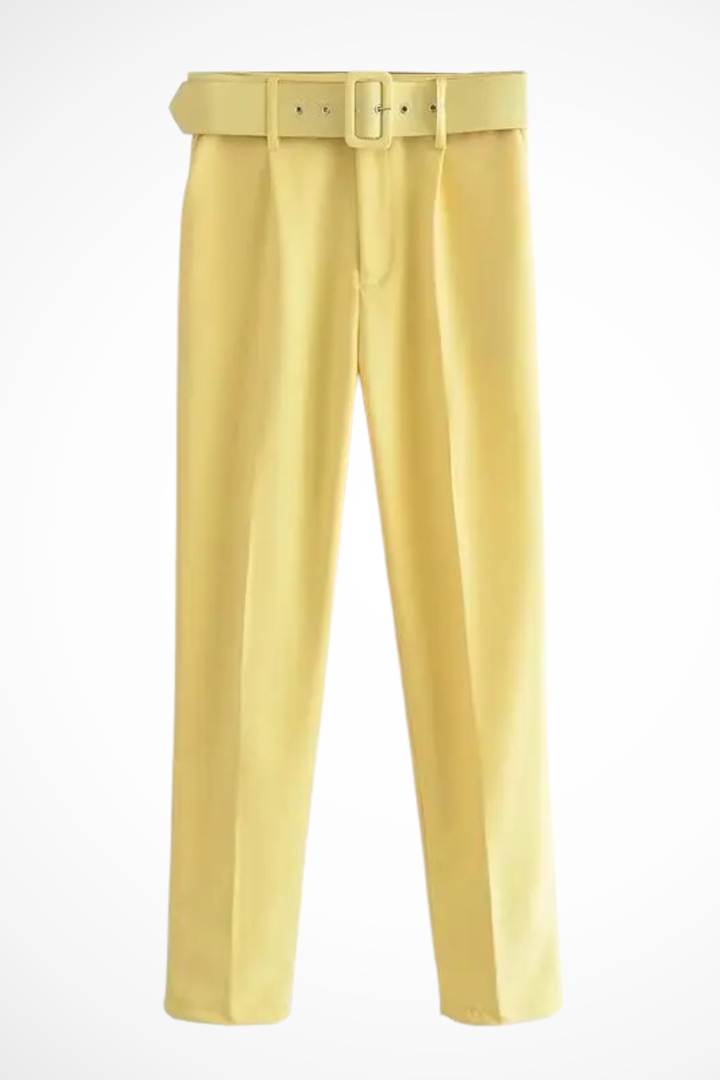 Tailored Blazer and Slim Pants Set with Belt
