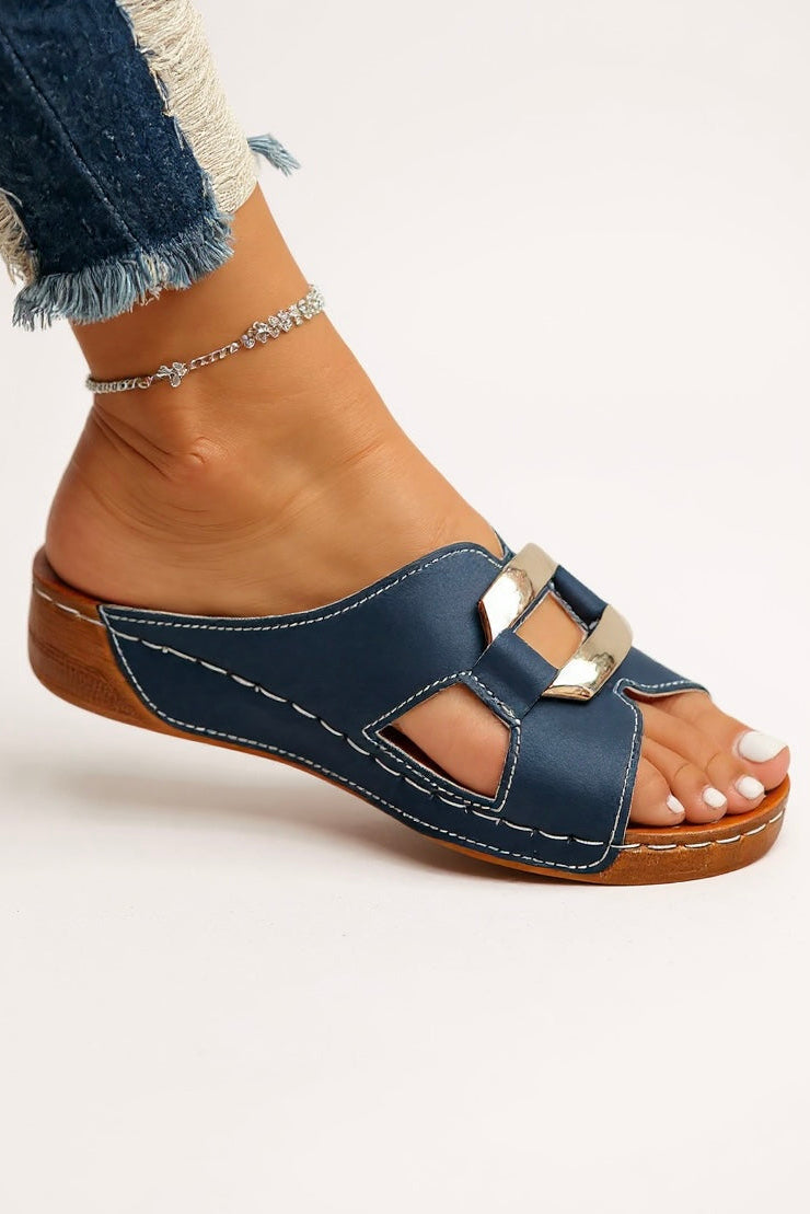 Double Buckle Slide Sandals for Women