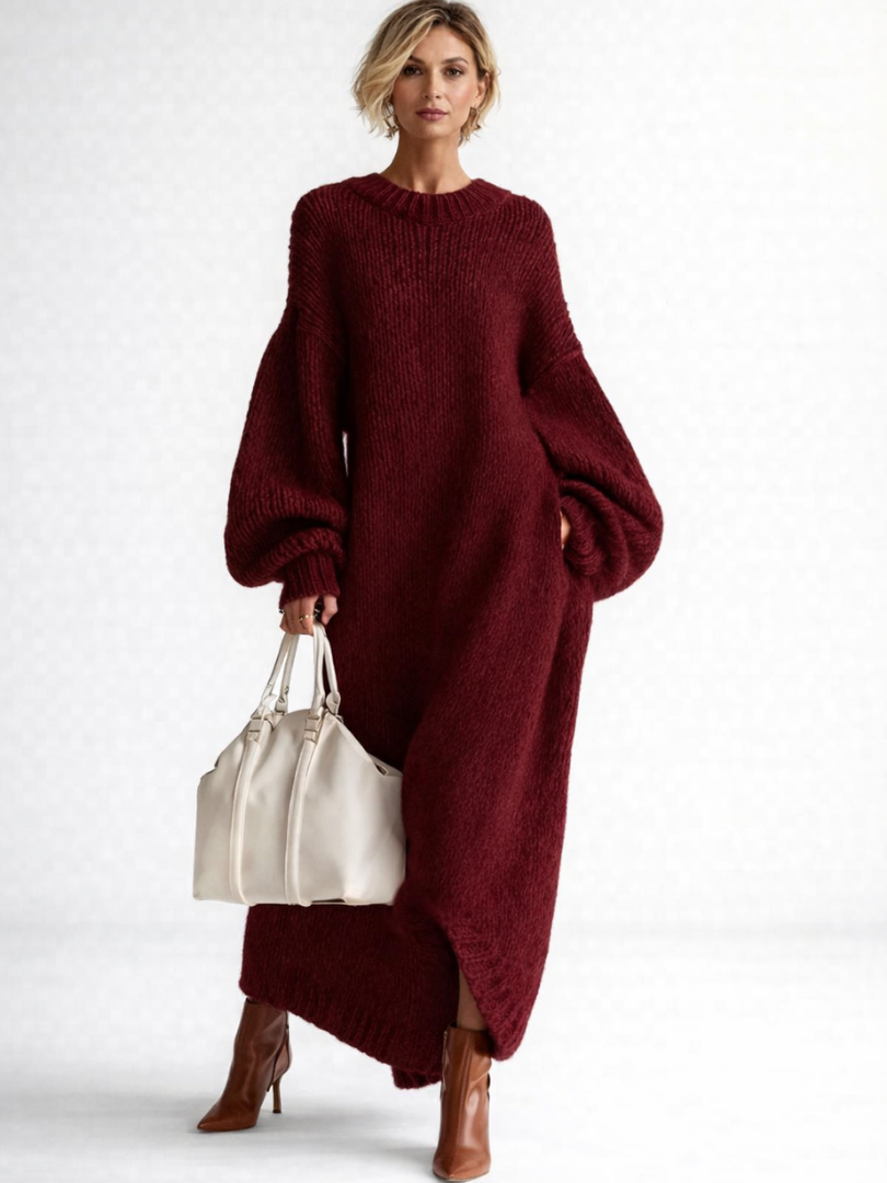 Burgundy sweater dress - Elma Boutique