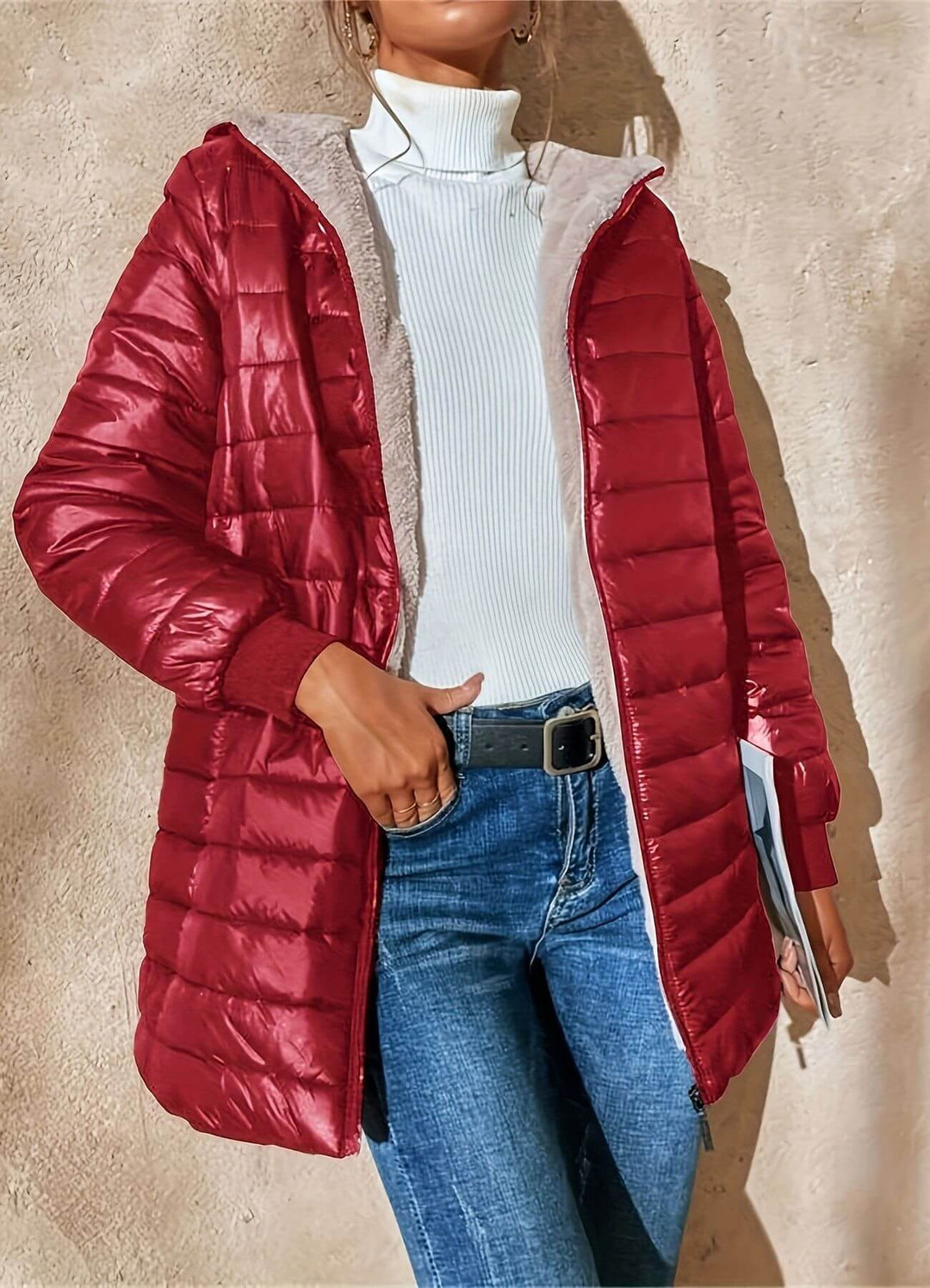 Red puffer jacket - Elma Boutique